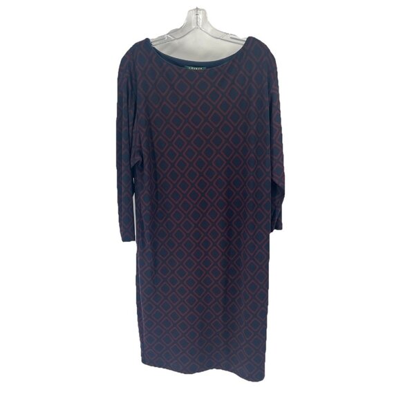 Ralph Lauren Sheath Dress Navy Maroon Old Money Preppy Classic Sz 10 - Picture 1 of 5
